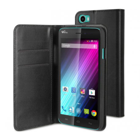  Wallet Folio Función Soporte Negra Wiko Lenny
