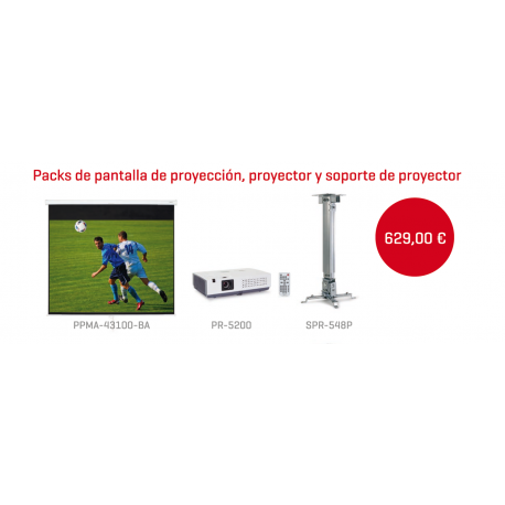 Pack de pantalla de Proyección, Proyector y soporte de Proyector 